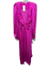 Ramy Brook Size S Fuschia Pink Polyester Long puff sleeve V Neck Pleats Dress Fuschia Pink / S