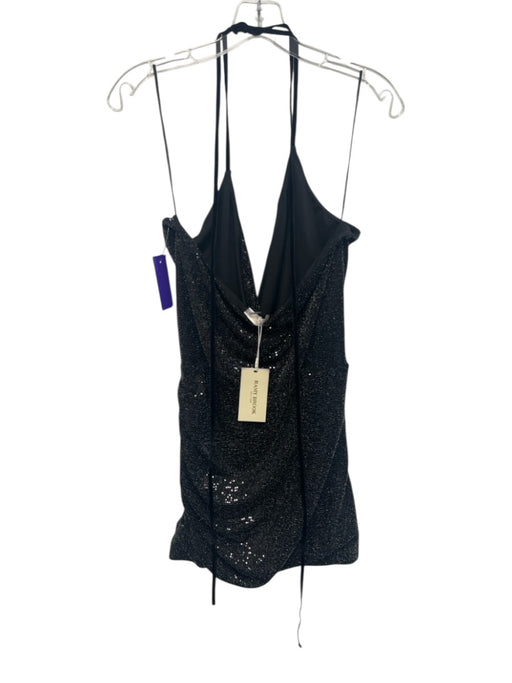 Ramy Brook Size 8 Silver & Black Nylon Blend Surplice Sequin Sleeveless Dress Silver & Black / 8