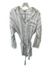 ATM Size L White & Gray Cotton Long Sleeve Striped Button Down Belted Dress White & Gray / L