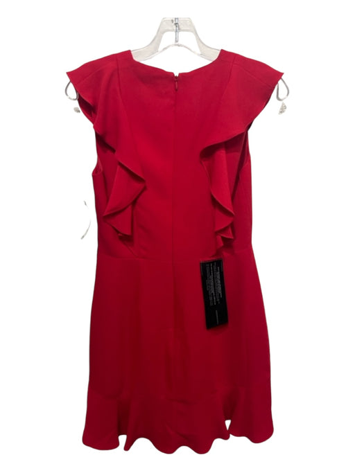 BCBG Maxazria Size 6 Red Polyester ruffles V Neck Sleeveless Knee length Dress Red / 6