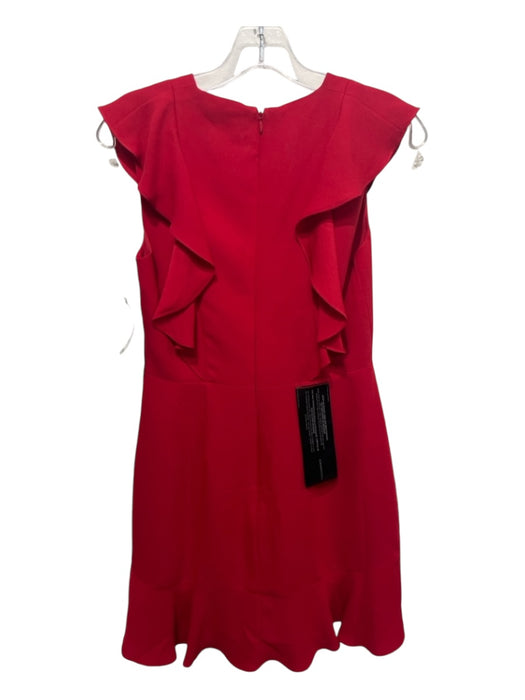 BCBG Maxazria Size 6 Red Polyester ruffles V Neck Sleeveless Knee length Dress Red / 6