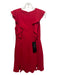 BCBG Maxazria Size 6 Red Polyester ruffles V Neck Sleeveless Knee length Dress Red / 6