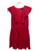 BCBG Maxazria Size 6 Red Polyester ruffles V Neck Sleeveless Knee length Dress Red / 6