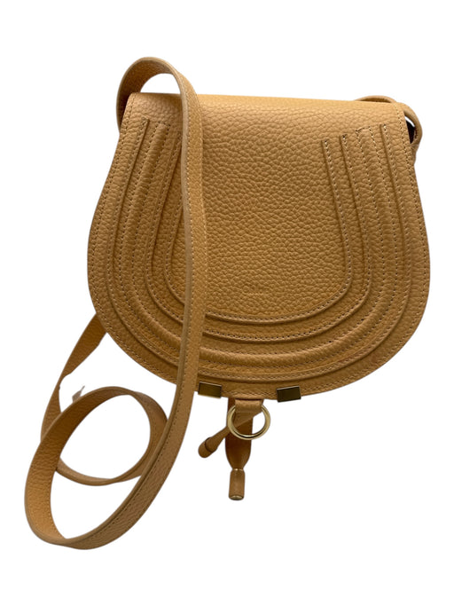 Chloe Light Orange Faux Leather Rounded Flap Closure Gold Hardware Crossbody Bag Light Orange / Small