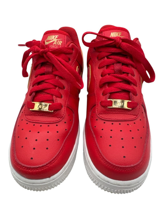 Nike Shoe Size 7.5 Red, White & Gold Leather Upper Perforated Swoosh Sneakers Red, White & Gold / 7.5