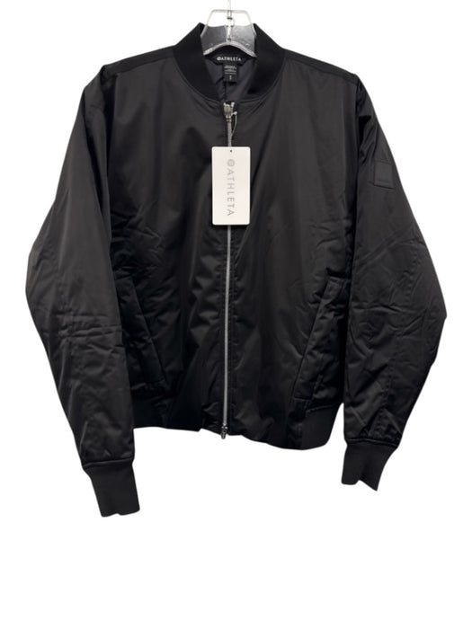 Athleta Size S Black Nylon Long Sleeve Zip Up Athletic Bomber Jacket Black / S
