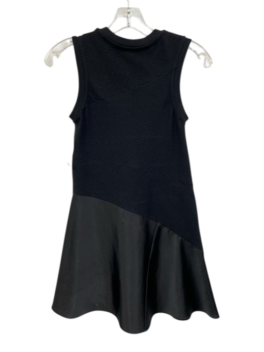 All Saints Size 2 Black Cotton Sleeveless Ribbed Below Knee Texture Block Dress Black / 2