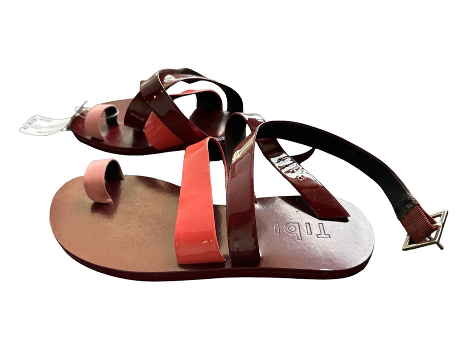 Tibi Shoe Size 36.5 Red & Pink Patent Leather Ankle Buckle toe strap Sandals Red & Pink / 36.5