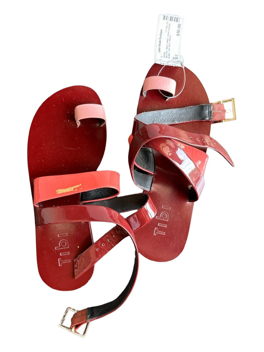 Tibi Shoe Size 36.5 Red & Pink Patent Leather Ankle Buckle toe strap Sandals Red & Pink / 36.5