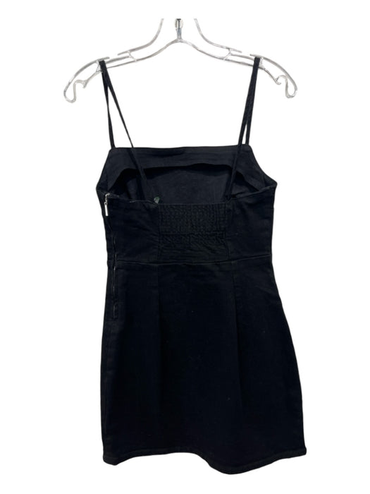 Zara Size S Black Cotton Denim Mini Spaghetti Strap Dress Black / S