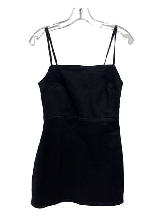 Zara Size S Black Cotton Denim Mini Spaghetti Strap Dress Black / S