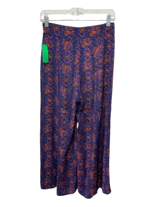 Elevenses Size 2 purple & orange Viscose High Rise Side Zip Wide Leg Pants purple & orange / 2