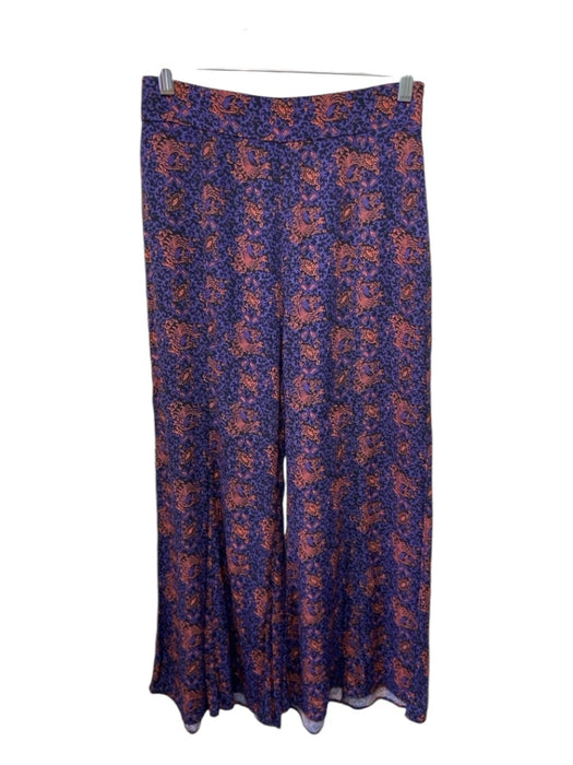 Elevenses Size 2 purple & orange Viscose High Rise Side Zip Wide Leg Pants purple & orange / 2