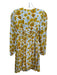 Vera for Anthrioopologie Size XXSP White, Yellow & Blue Viscose V Neck Dress White, Yellow & Blue / XXSP