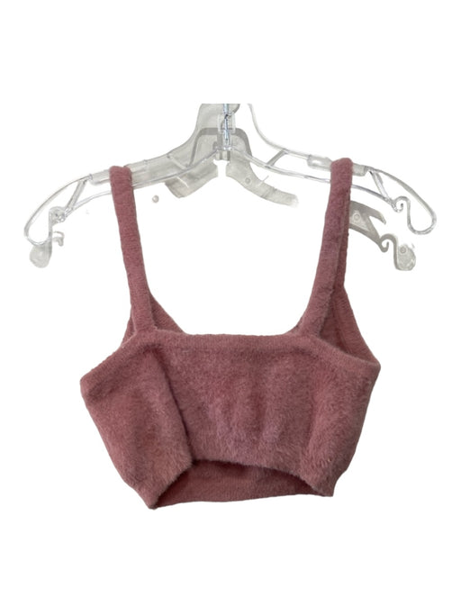 For Love & Lemons Size S Dusty Pink Nylon Sleeveless Crop Fuzzy Top Dusty Pink / S