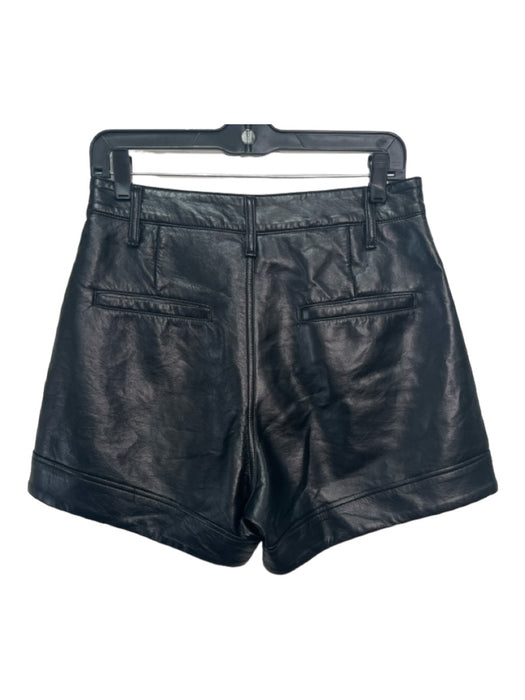 Agolde Size 28 Black Recycled Leather blend High Rise Cuff Button & Zip Shorts Black / 28