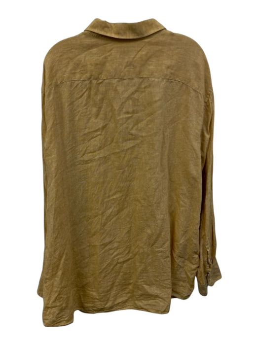 Baird McNutt Size 3XB Yellow Linen Solid Button Down Men's Long Sleeve Shirt Yellow / 3XB