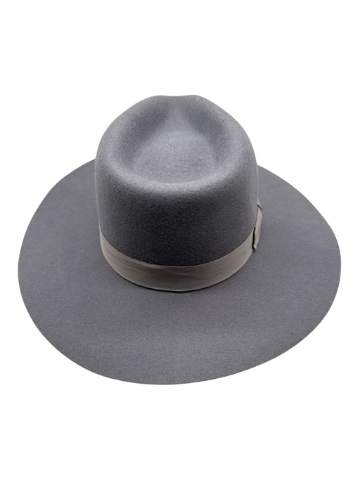 No Brand Gray Wool Fedora Grosgrain Wide Brim Hat Gray / One Size