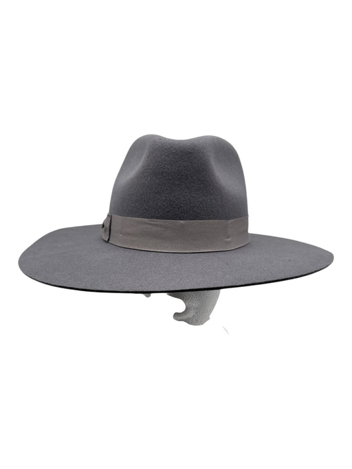 No Brand Gray Wool Fedora Grosgrain Wide Brim Hat Gray / One Size