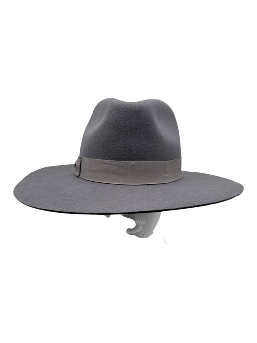 No Brand Gray Wool Fedora Grosgrain Wide Brim Hat Gray / One Size
