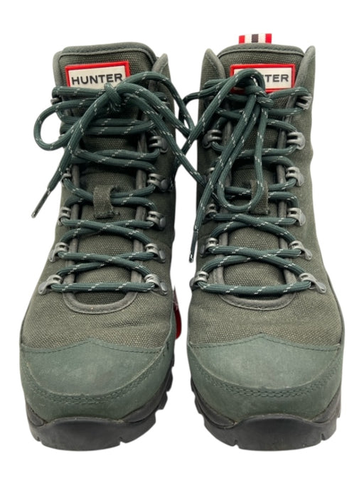 Hunter Shoe Size 8 Hunter Green Canvas & Rubber round toe lace up Lug Sole Boots Hunter Green / 8