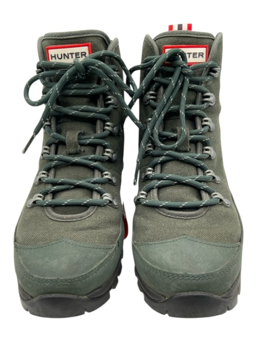 Hunter Shoe Size 8 Hunter Green Canvas & Rubber round toe lace up Lug Sole Boots Hunter Green / 8