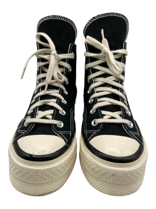 Converse Shoe Size 8 Black & White Canvas Rubber Sole Platform Lace Up Sneakers Black & White / 8