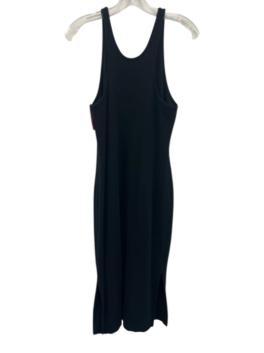 Banana Republic Size S Black Cotton Blend Ribbed Knit Side Slits Midi Dress