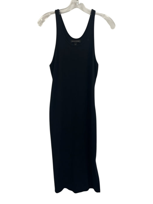 Banana Republic Size S Black Cotton Blend Ribbed Knit Side Slits Midi Dress Black / S
