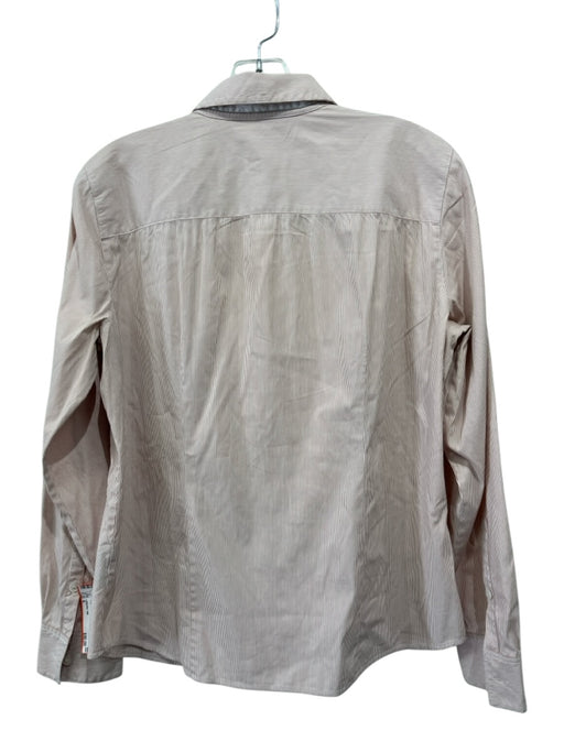 Lafayette 148 Size 6 Pink & White Cotton Striped Button Up Long Sleeve Top Pink & White / 6