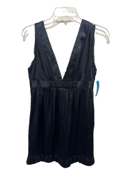 See By Chloe Size 6 Black Silk V Neck & Back Sleeveless Lace Trim Dress Black / 6