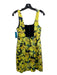 Alice + Olivia Size 4 Black & Yellow Floral Square Neck Boning Sleeveless Dress Black & Yellow / 4