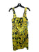 Alice + Olivia Size 4 Black & Yellow Floral Square Neck Boning Sleeveless Dress Black & Yellow / 4