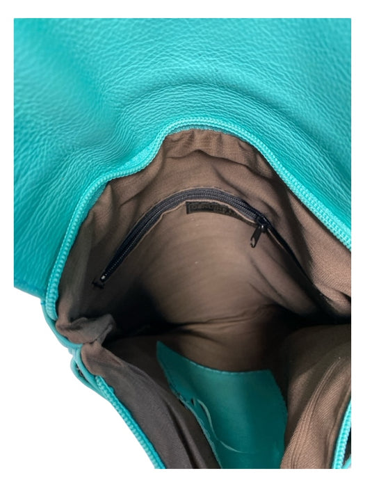 No Brand Teal Leather Front Pocket Fold Over Snap Closure Crossbody Strap Bag Teal / M