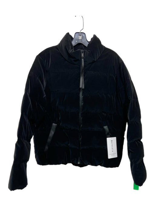 Athleta Size L Black Polyester Velvet Puffer Long Sleeve Zip Jacket Black / L