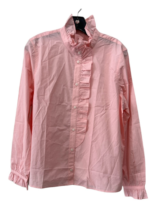 J Crew Size 12 Light Pink Cotton Ruffle Collar Buttondown Long Sleeve Top Light Pink / 12