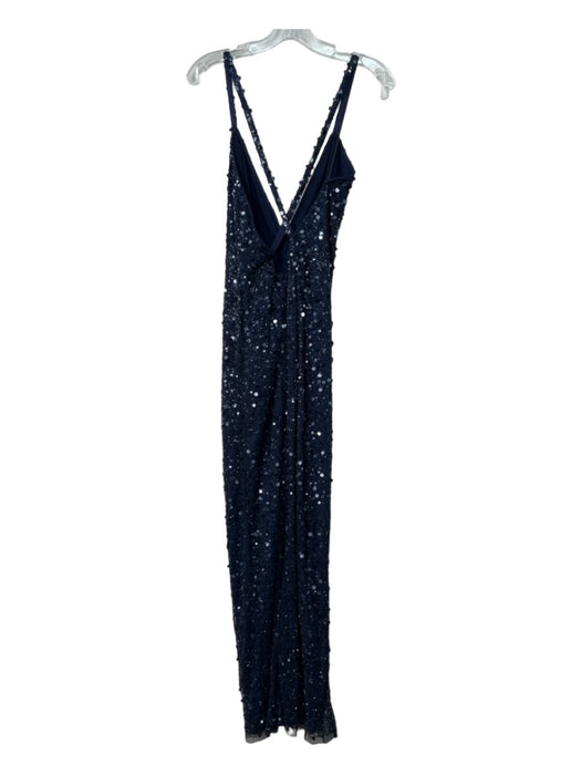 NBD Size S Navy Blue & Black Polyester All Over Sequins Sleeveless Gown Navy Blue & Black / S