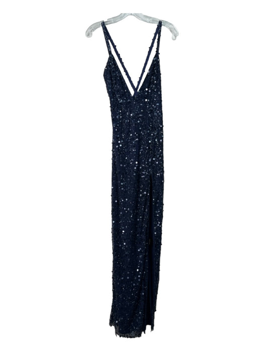 NBD Size S Navy Blue & Black Polyester All Over Sequins Sleeveless Gown Navy Blue & Black / S