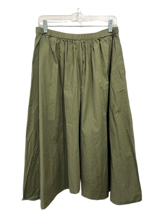 Alberto Makali Size M Army Green Cotton Elastic Waist Side Zip Cropped Pants Army Green / M