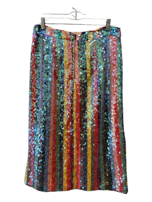 Maeve Size 12 Multi Polyester Blend Sequins Striped Slit Midi Skirt Multi / 12