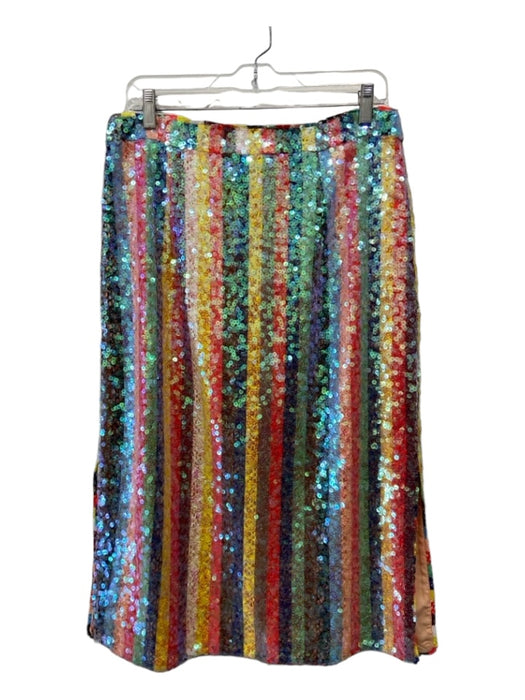 Maeve Size 12 Multi Polyester Blend Sequins Striped Slit Midi Skirt Multi / 12