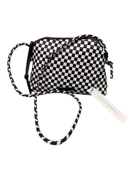 Loeffler Randall Brown & White Leather Woven Braided Crossbody Zip Close Bag Brown & White