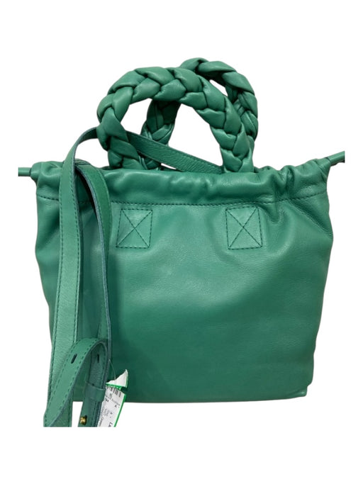 Madewell Green Leather Braided Handle Crossbody Magnetic Close Bag Green