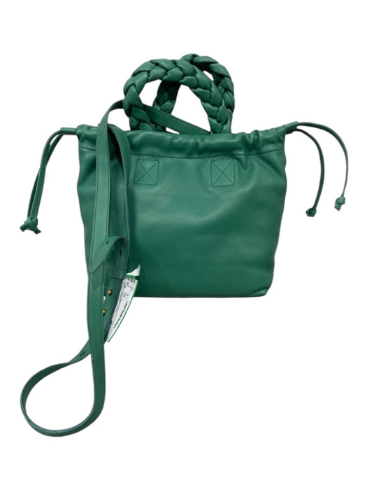 Madewell Green Leather Braided Handle Crossbody Magnetic Close Bag Green