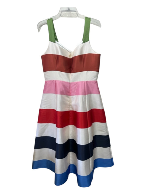 Kate Spade Size 12 White multi Polyester Striped Coated Sleeveless Dress White multi / 12