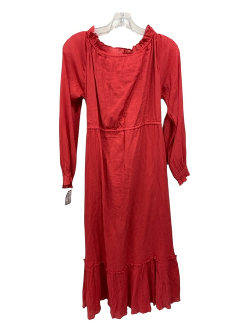 Mille Resort & Travel Size Medium Orange Cotton Long Sleeve Neck Tie Dress Orange / Medium