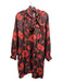 Ann Mashburn Size L Brown & Orange Silk Long puff sleeve Floral Print Dress Brown & Orange / L