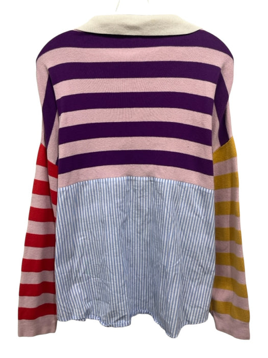 Kule Size XL Pink, Purple, Multi Cotton & Nylon Long Sleeve Striped Sweater Pink, Purple, Multi / XL