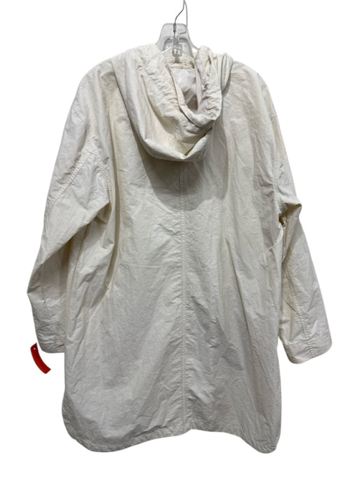 Athleta Size L Beige Nylon & Cotton Zip & Snaps Hood Rain jacket Coat Beige / L