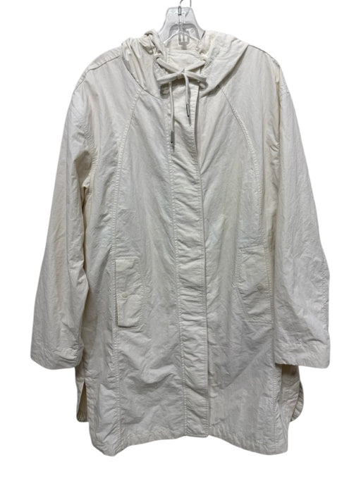 Athleta Size L Beige Nylon & Cotton Zip & Snaps Hood Rain jacket Coat Beige / L